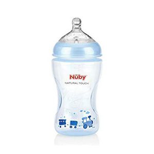 شیشه شیر طلقی 330 میل آبی Nuby مدل 68009