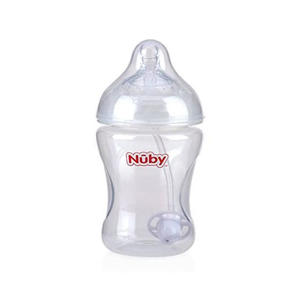 شیشه شیر طلقی 240 میل با نی 360 درجه Nuby مدل ID1143