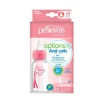 شیشه شیر 2 عددی 120 میل باریک آپشن پلاس صورتی دکتر براون Drbrowns