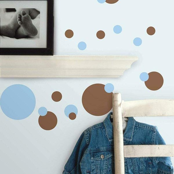استیکر دیوار اتاق کودک RoomMates مدل Just Dots Blue and Brown
