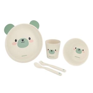 ست 5 تکه ظرف غذا بامبو خرس کیکابو مدل Kikkaboo bamboo set Bear Mint