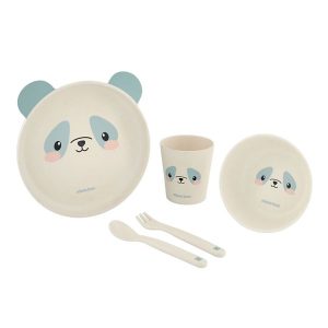 ست 5 تکه ظرف غذا بامبو پاندا کیکابو مدل Kikkaboo bamboo set Panda Blue