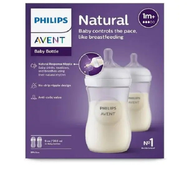 شیشه شیر نچرال 260میل ریسپانس اونت دو عددی Philips Avent scy903/02