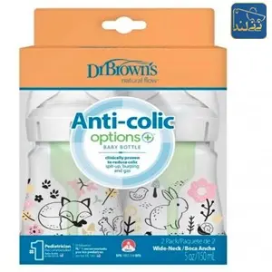 خرید شیشه شیر طلقی پهن دکتر براون 150 میل مدل WB52016 آپشن پلاس