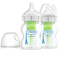 شیشه شیر طلقی پهن دکتر براون 150 میل مدل WB52600 آپشن پلاس